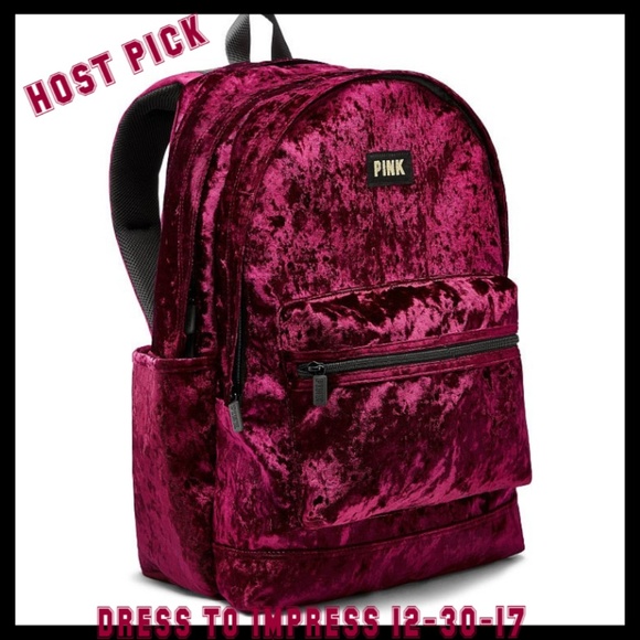 victoria secret pink velvet backpack